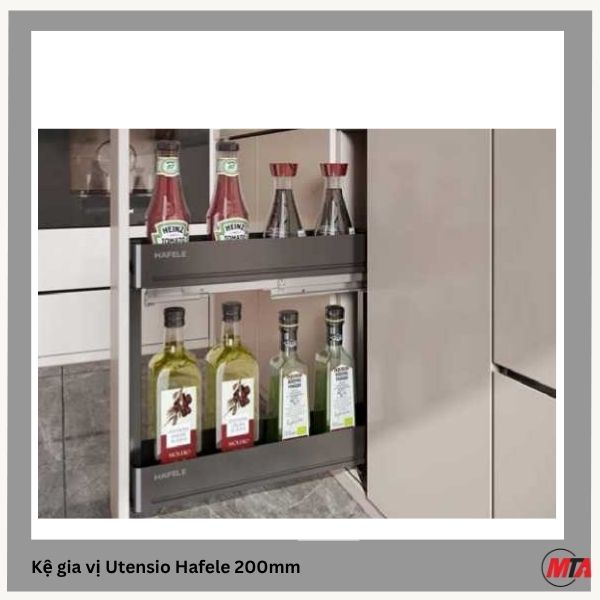 Kệ để gia vị Hafele Utensio H2 Plus 545.14.322 màu than xám chì, phù hợp tủ bếp dưới rộng phủ bì 200mm