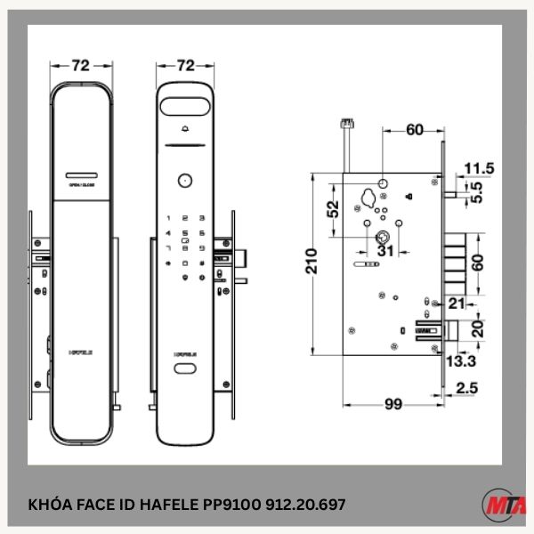 Khóa nhận diện khuôn mặt Hafele PP9100