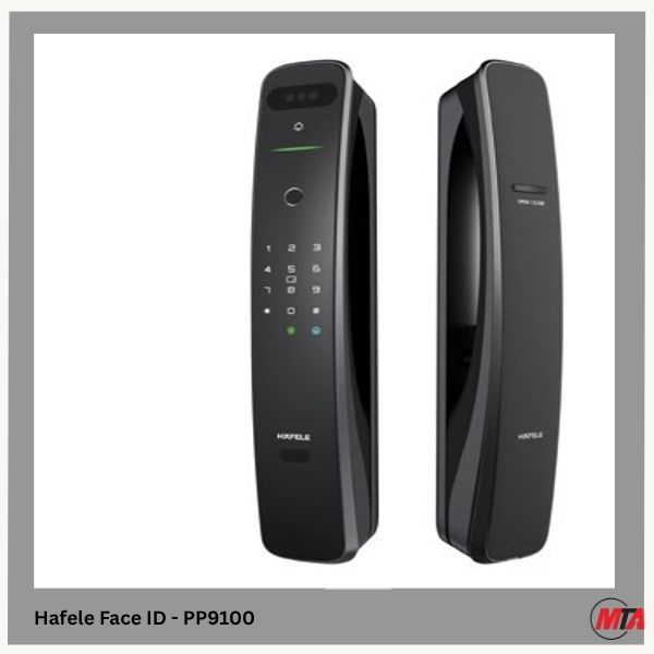 Khóa điện tử Hafele PP9100 912.20.697 - chúc năng nhận diện khuôn mặt Face ID, vân tay , thẻ từ, chìa cơ và kết nối ứng dụng điện thoại HafeleSmartLiving