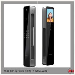 Khóa điện tử Hafele Infinity PP2502W mã sản phẩm 499.21.223 với ưu điểm nổi bật là mờ khóa bằng lòng bàn tay, Face ID tời gian mở nhanh 0.4 giây. Xác thực vận tay kết hợp trên tay nắm cho phép mờ khóa một chạm