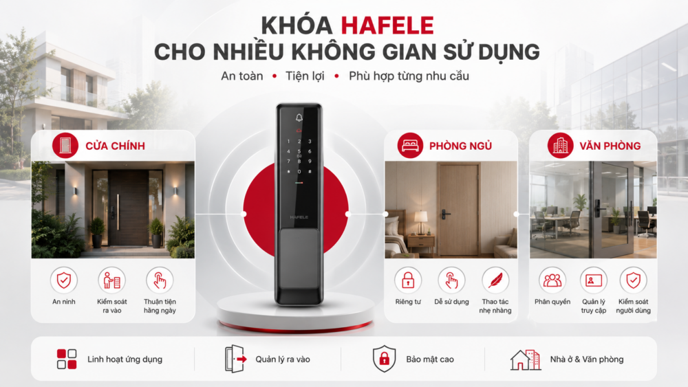 khóa hafele được sử dụng cho căn hộ, nhà đơn lặp, văn phòng...