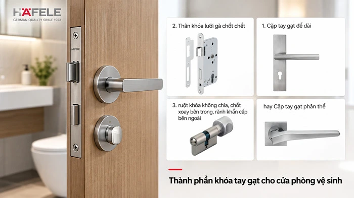 khóa tay gạt hafele cho cửa phòng vệ sinh