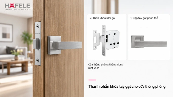 khóa tay gạt hafele cho cửa thông phòng, không ruột khóa