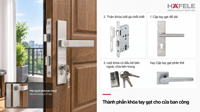 khóa tay gạt hafele cho cửa ban công