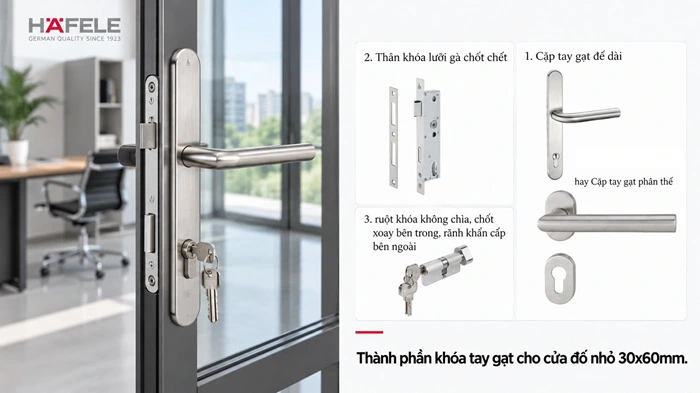 khóa tay gạt hafele cho cửa đố nhỏ