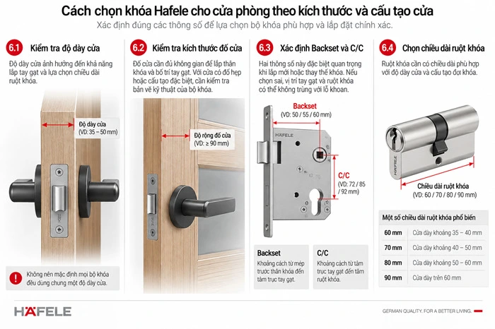 yêu cầu lắp đặt khóa tay gạt hafele