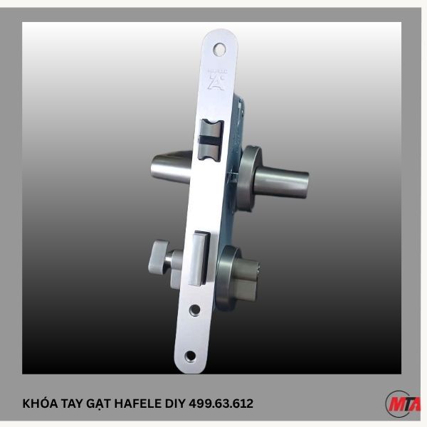 Khóa tay gạt DIY Hafele 499.63.612 màu Niken mờ – Khóa cho cửa phòng vệ sinh, bên trong chốt xoay, bên ngoài có rãnh mở khẩn cấp - Ảnh 5