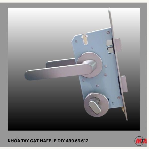 Khóa tay gạt DIY Hafele 499.63.612 màu Niken mờ – Khóa cho cửa phòng vệ sinh, bên trong chốt xoay, bên ngoài có rãnh mở khẩn cấp - Ảnh 6
