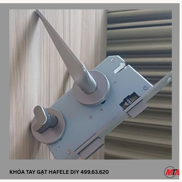 Khóa tay gạt DIY Hafele 499.63.620 Set C màu Niken mờ – Khóa cho cửa phòng vệ sinh, bên trong chốt xoay, bên ngoài có rãnh mở khẩn cấp - Ảnh 6