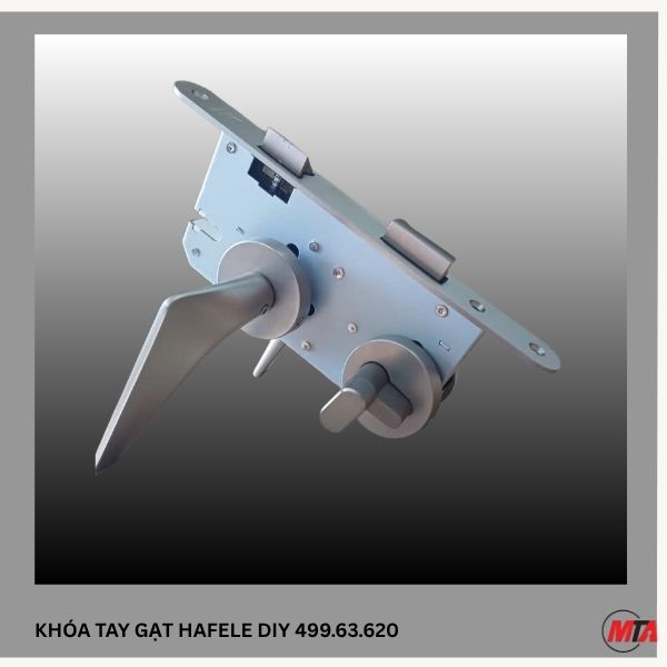 Khóa tay gạt DIY Hafele 499.63.620 Set C màu Niken mờ – Khóa cho cửa phòng vệ sinh, bên trong chốt xoay, bên ngoài có rãnh mở khẩn cấp - Ảnh 5