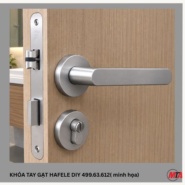 khóa tay gạt hafele 499.63.612 dòng DIY màu niken mờ dùng cho cửa phòng vệ sinh