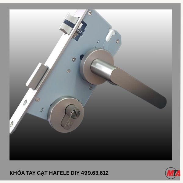 bộ khóa tay gạt DIY hafele 499.63.612 bao gồm thay gạt phân thể, thân khóa, ruột vệ sinh bên trong chốt xoay, bên ngoài có rảnh khẩn cấp