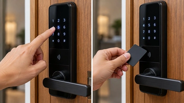khóa điện tử hafele mở khóa bằng thẻ từ hoặc mã PIn gọi là khóa mật mã thẻ từ hafele