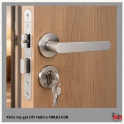 Khóa tay gạt DIY Hafele 499.63.608 màu Niken mờ – Khóa cho cửa phòng ngủ, văn phòng